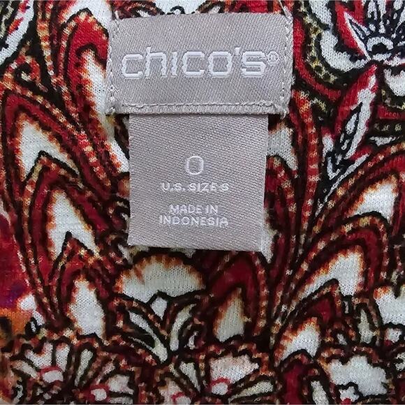 Chico's Floral Patchwork Vibes V-Neck 3/4 Sleeve Tunic Size 0 Small - Picture 8 of 8